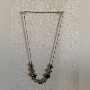 Brown Bead and Silver Colored Bead Necklace